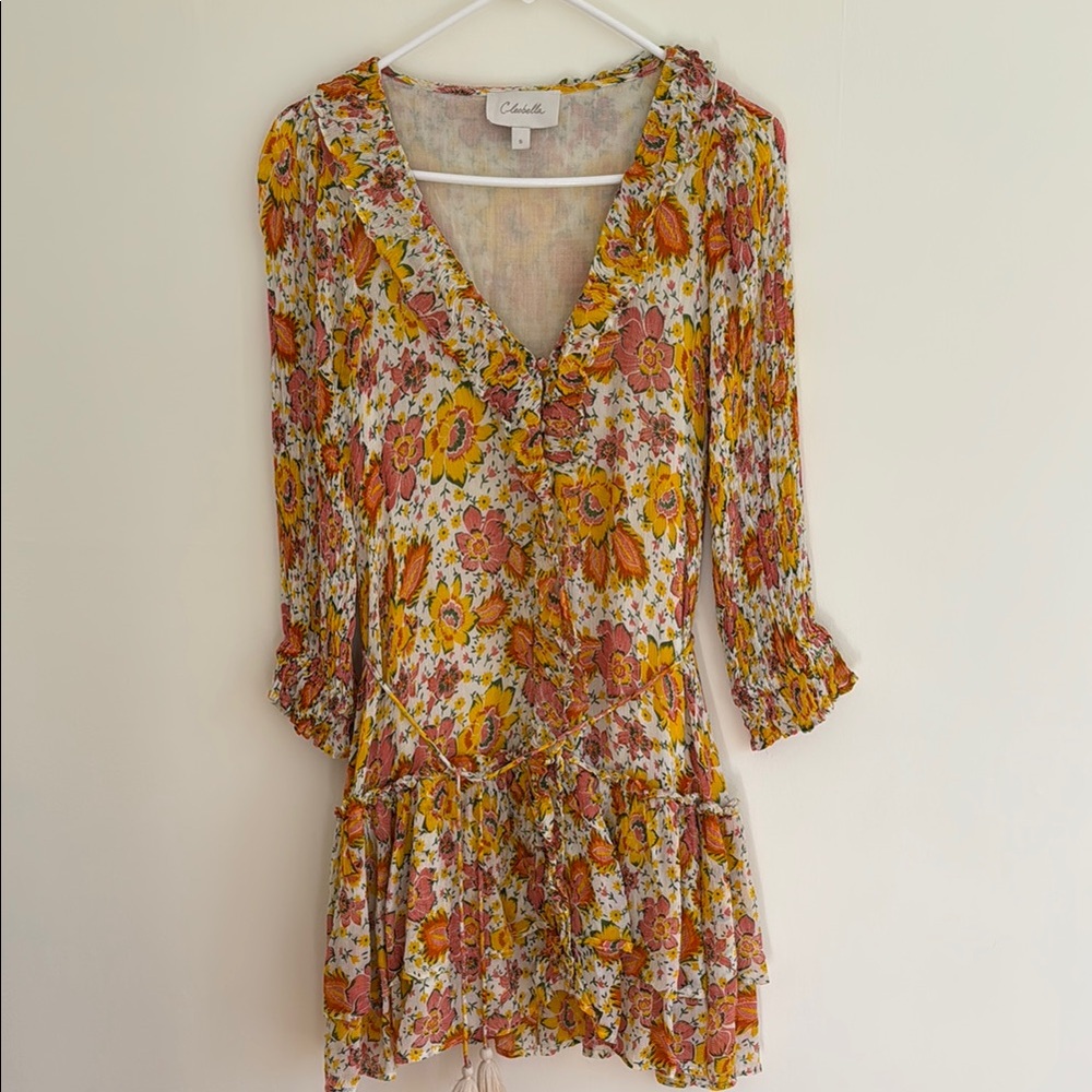 Floral V-Neck Dress with Ruffle Hem